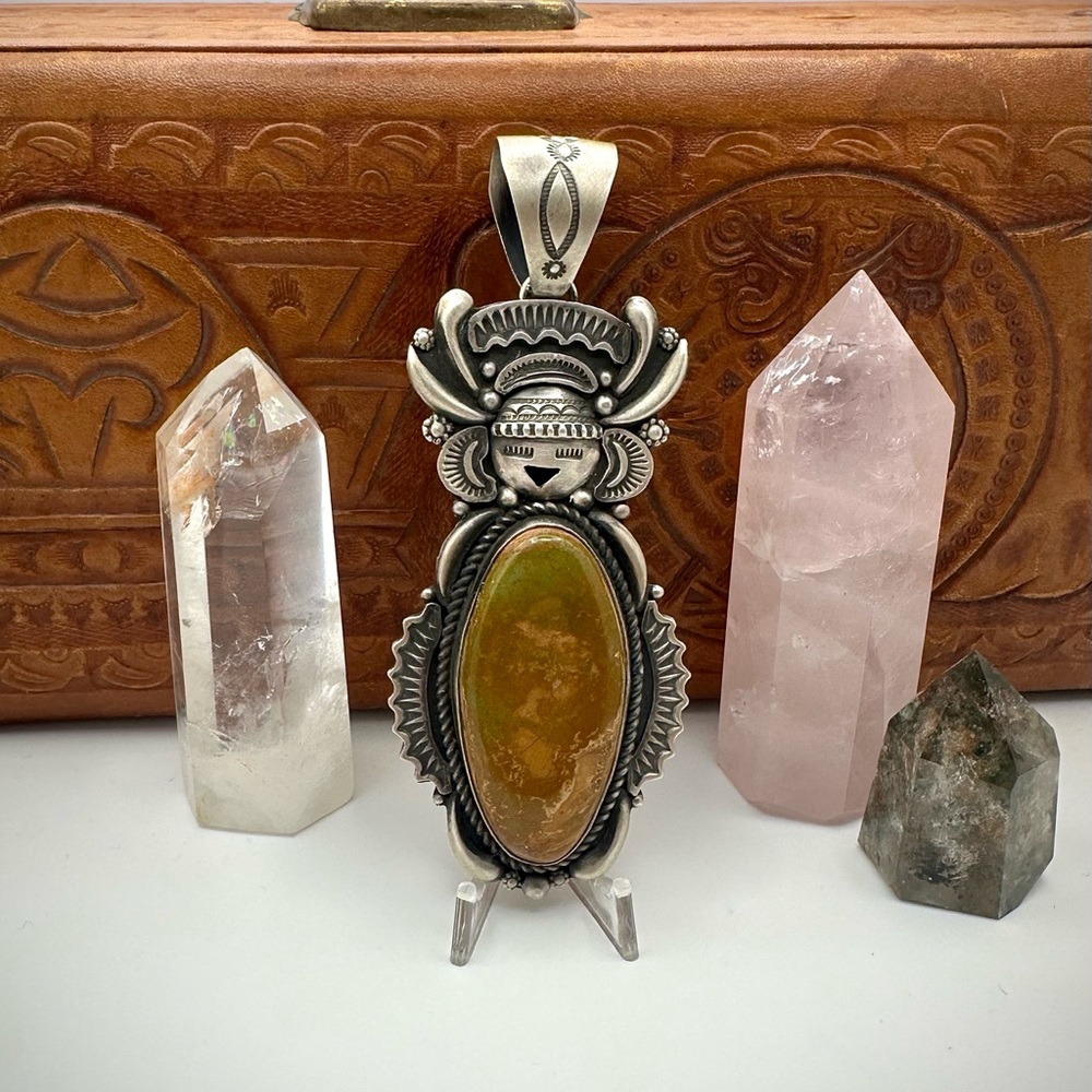 SOLD Sterling silver Native American maiden pendant Navajo turquoise jewelry